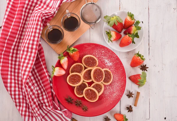 Strawberry Tartlets Spices Red Dish — Stock Photo, Image