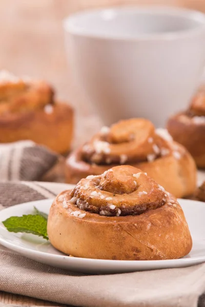 Cinnamon Rolls White Dish — Stock Photo, Image