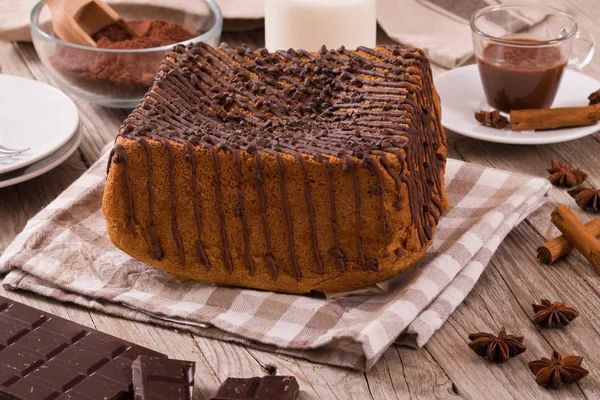 Chocolate Cake White Dish — Stock Photo, Image