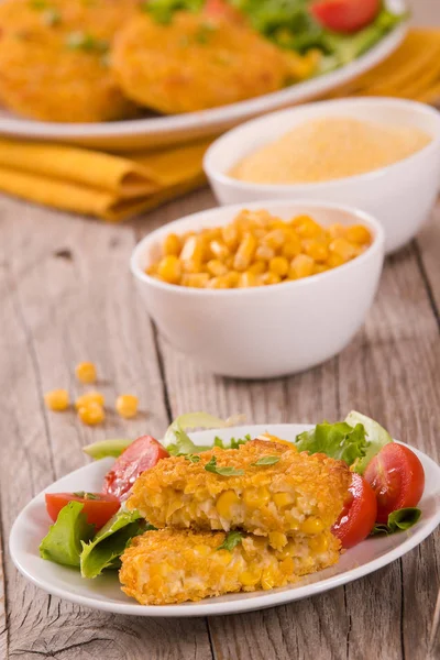 Corn Burgers White Dish — Stock Photo, Image