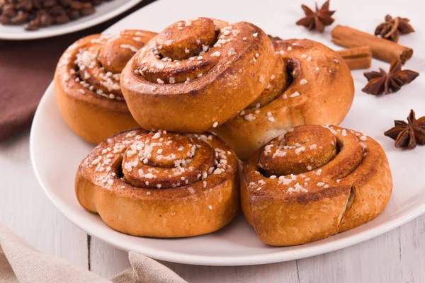 Cinnamon Rolls White Dish — Stock Photo, Image