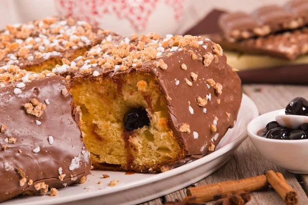 Chocolate Hazelnut Cake White Dish — Stock Photo, Image