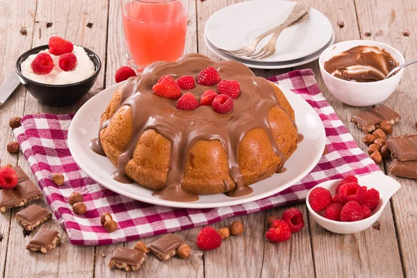 Csokoládé Torta Málna — Stock Fotó