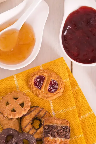 Galletas Masa Shortcrust Mesa Madera —  Fotos de Stock