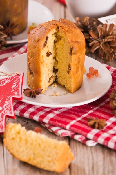 Panettone Italian Christmas Cake — Stock Photo, Image