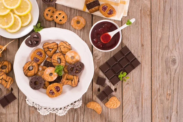 Galletas Masa Shortcrust Plato Blanco — Foto de Stock