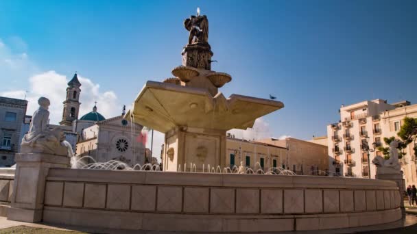 Monumentální Fontána Mola Bari Puglia Itálie Časová Prodleva — Stock video