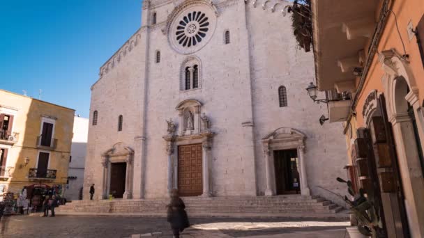 Igreja Catedral Nicola Bari Puglia Itália Desfasamento Temporal — Vídeo de Stock