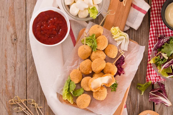 Bolas Fritas Queijo Mussarela Imagem De Stock