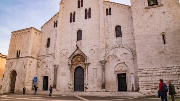 Szent Miklós Bazilika Templom Bari Puglia Olaszország Időeltolódás — Stock videók