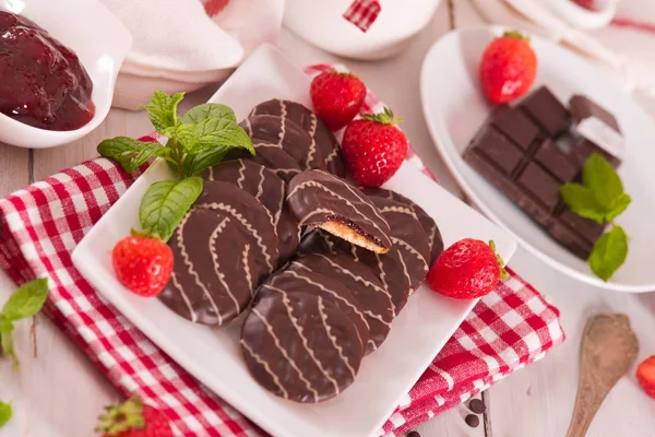 Zachte Taarten Met Aardbeien — Stockfoto