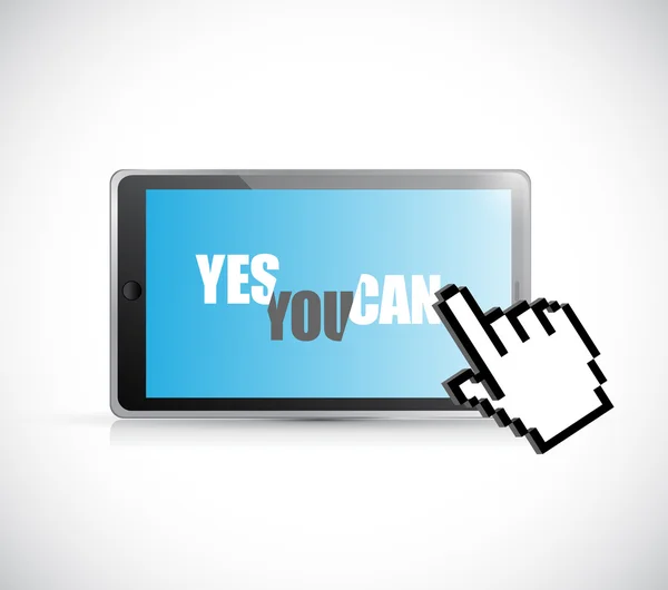 Yes you can tablet message illustration design — Stock fotografie