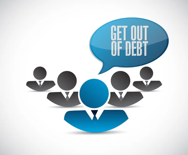 Get out of debt teamwork sign concept — Stock Photo, Image