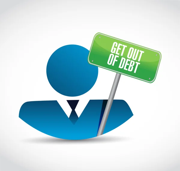 Get out of debt zakenman teken concept — Stockfoto