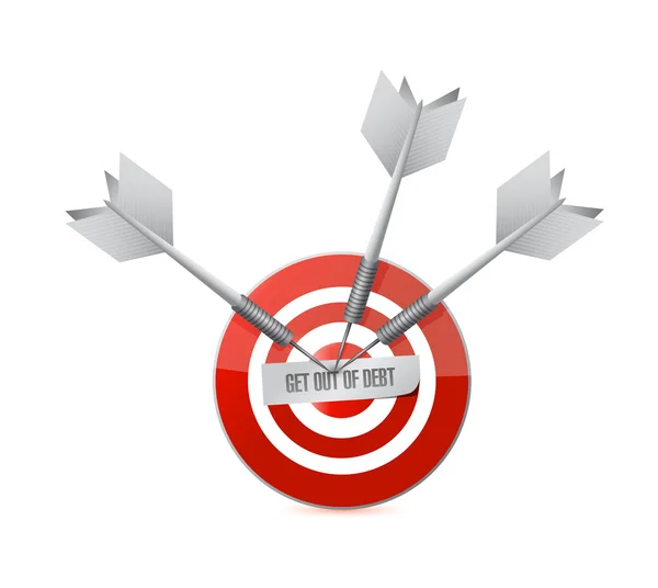 Get out of debt target dart sign concept — Stock Photo, Image