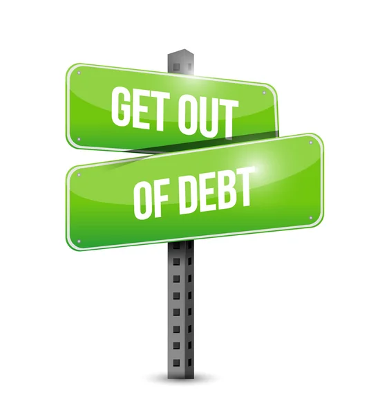 Get out of debt straatnaambord concept — Stockfoto