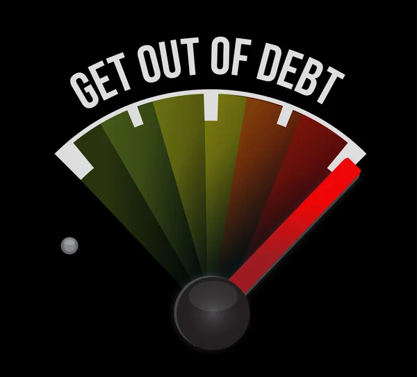 Sortir de la dette mètre signe concept — Photo