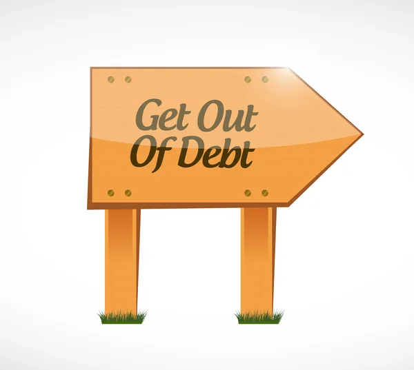 Get out of debt wood sign concept illustration — Stock Photo, Image