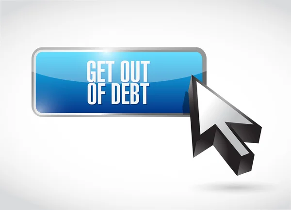 Kifelé adósság gomb jel fogalma — Stock Fotó
