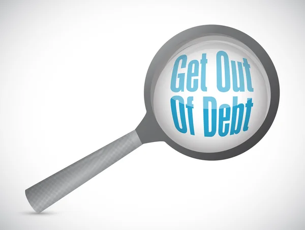 Get out of debt magnify review sign concept — Stock Photo, Image