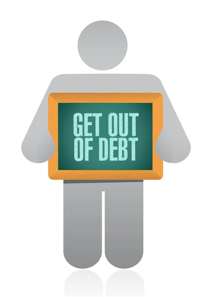 Get out of debt chalkboard sign concept — Stock Photo, Image
