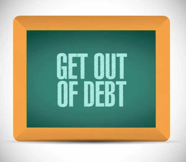 Get out of debt chalkboard sign concept — Stock Photo, Image