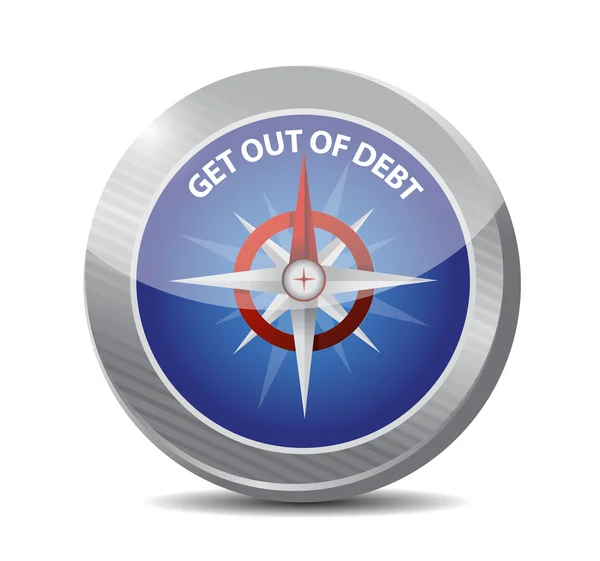 Get out of debt compass sign concept — Stockfoto