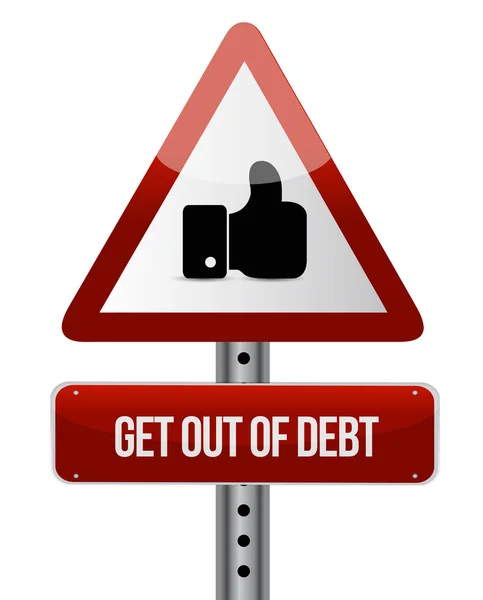 Salir de la deuda como concepto de señal de tráfico — Foto de Stock