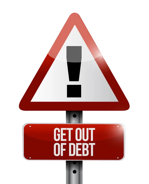 Salir del concepto de señal de advertencia de deuda —  Fotos de Stock