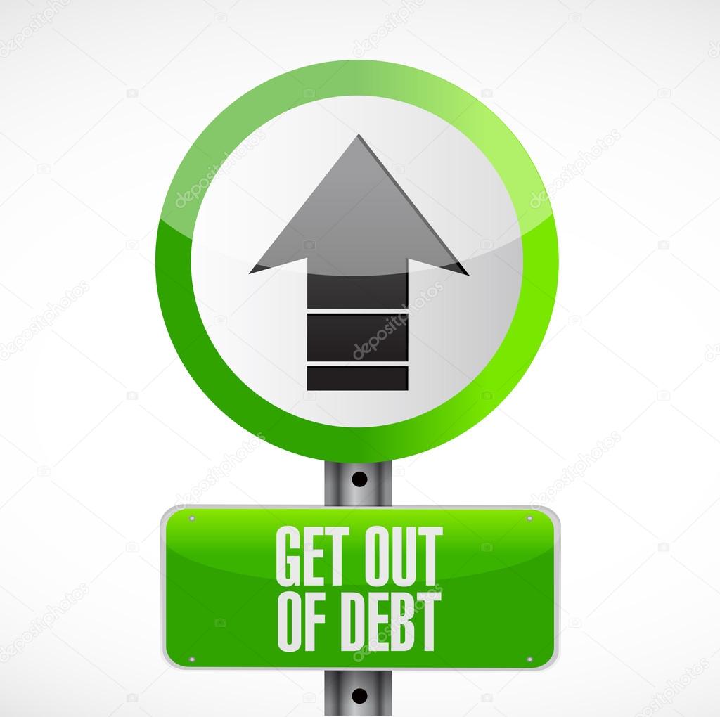 get out of debt road sign concept