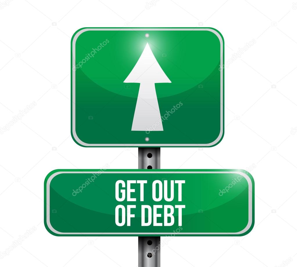 get out of debt road sign concept