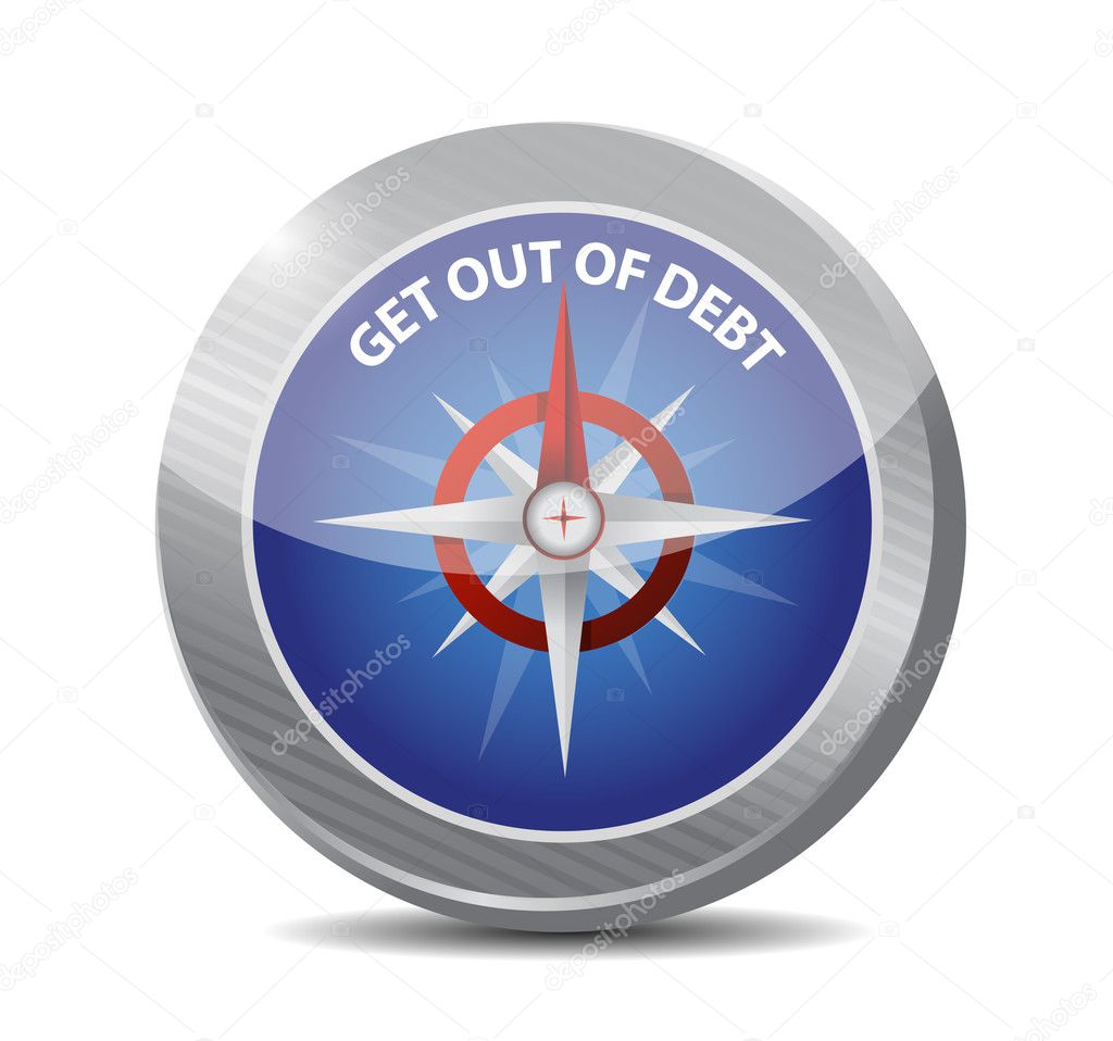 get out of debt compass sign concept