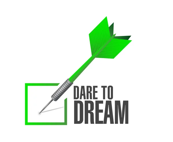 Dare to dream check dart sign concept — Φωτογραφία Αρχείου