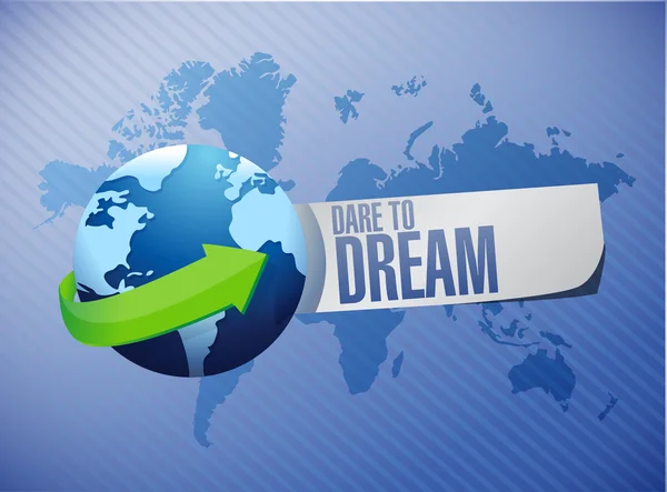 Dare to dream world map sign concept — Stock Photo, Image