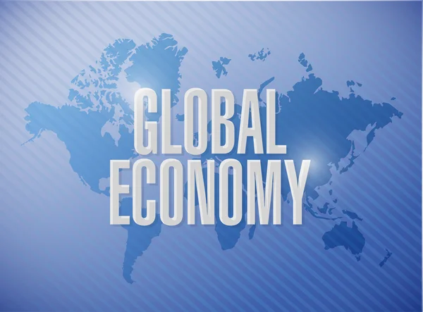 全球经济世界地图标志概念 — 图库照片