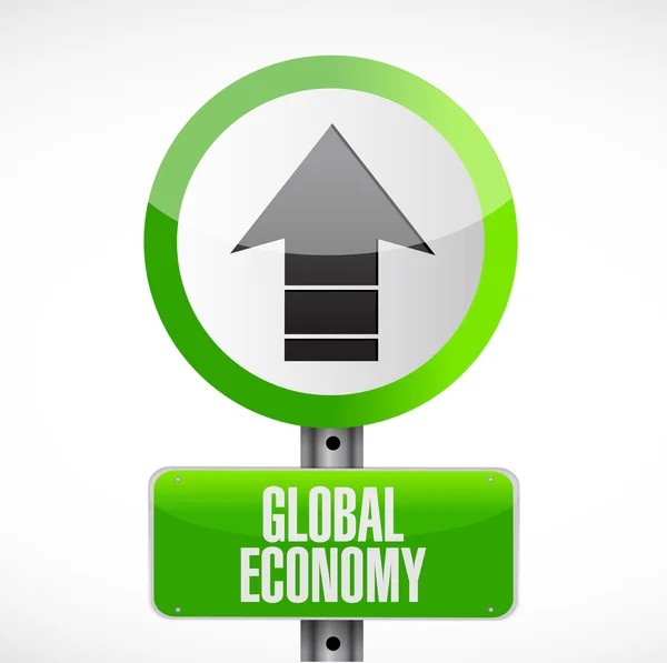 Global economy road sign concept — Stock Photo, Image