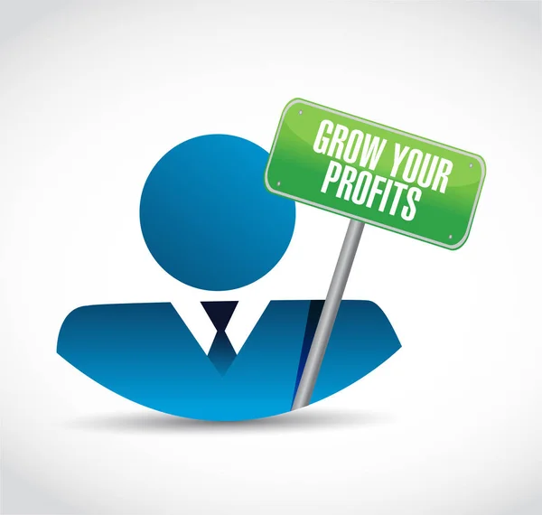 Grow your profits businessman sign concept — Stock Photo, Image