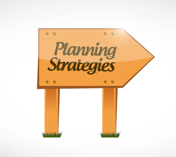 Planning strategies wood sign concept — Stock Photo, Image