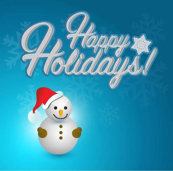 Καλές διακοπές χιονάνθρωπος πινακίδα μπλε snowflake — Φωτογραφία Αρχείου