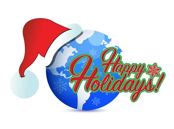 Happy holiday globe hatt tecken illustration — Stockfoto