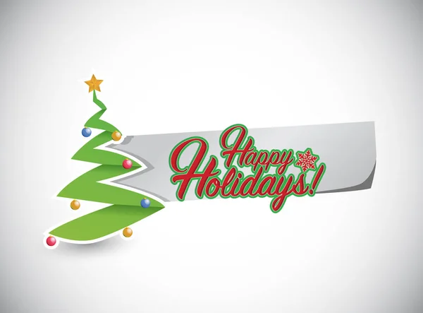 Happy holiday tree och papper logga — Stockfoto
