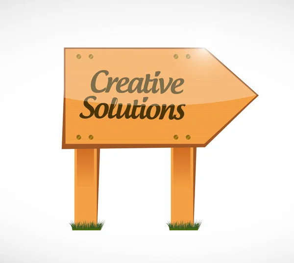 Kreativa lösningar trä sign koncept — Stockfoto