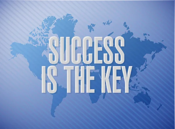 O sucesso é o conceito chave do sinal do mapa do mundo — Fotografia de Stock