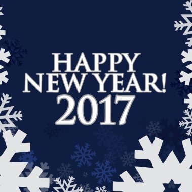 2017 mutlu yeni yıl. Mavi kar taneleri arka plan