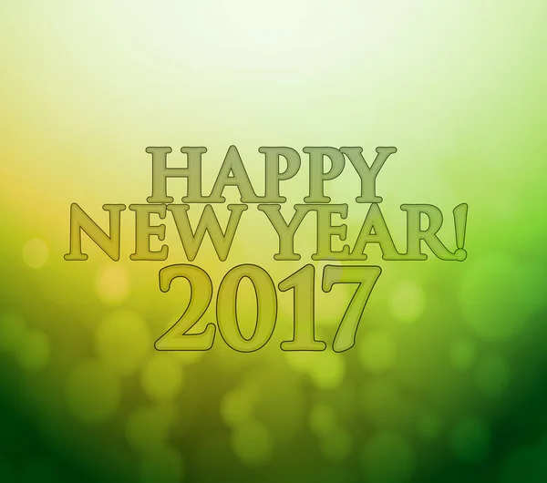 2017 Happy New Year. green and gold bokeh lights