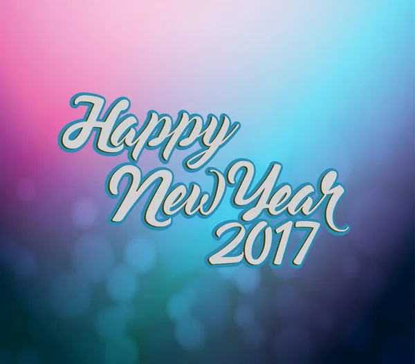 Happy new year 2017 pink and blue bokeh — Stock Photo, Image