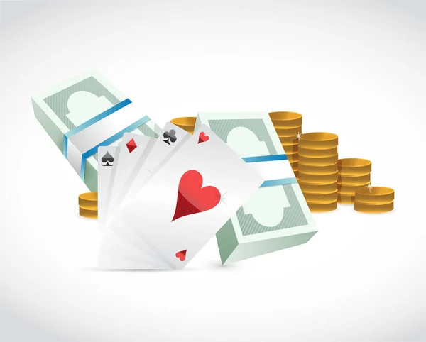 Money and playing cards illustration — Stock Photo, Image