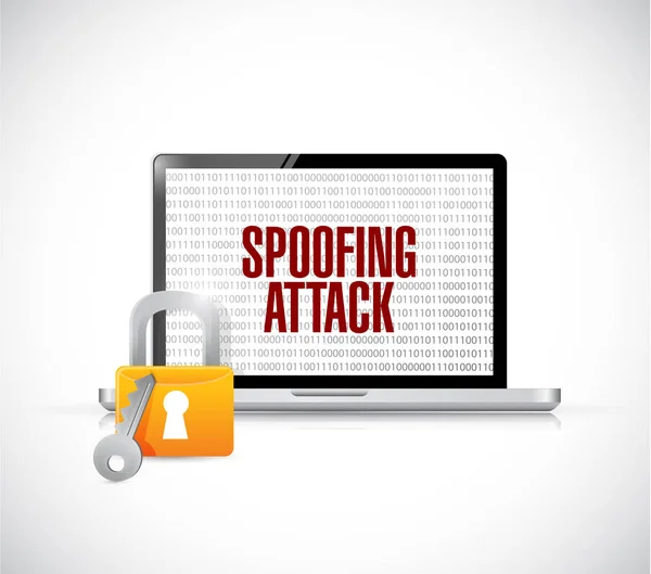 Spoofing ataque computadora bloqueo concepto — Foto de Stock