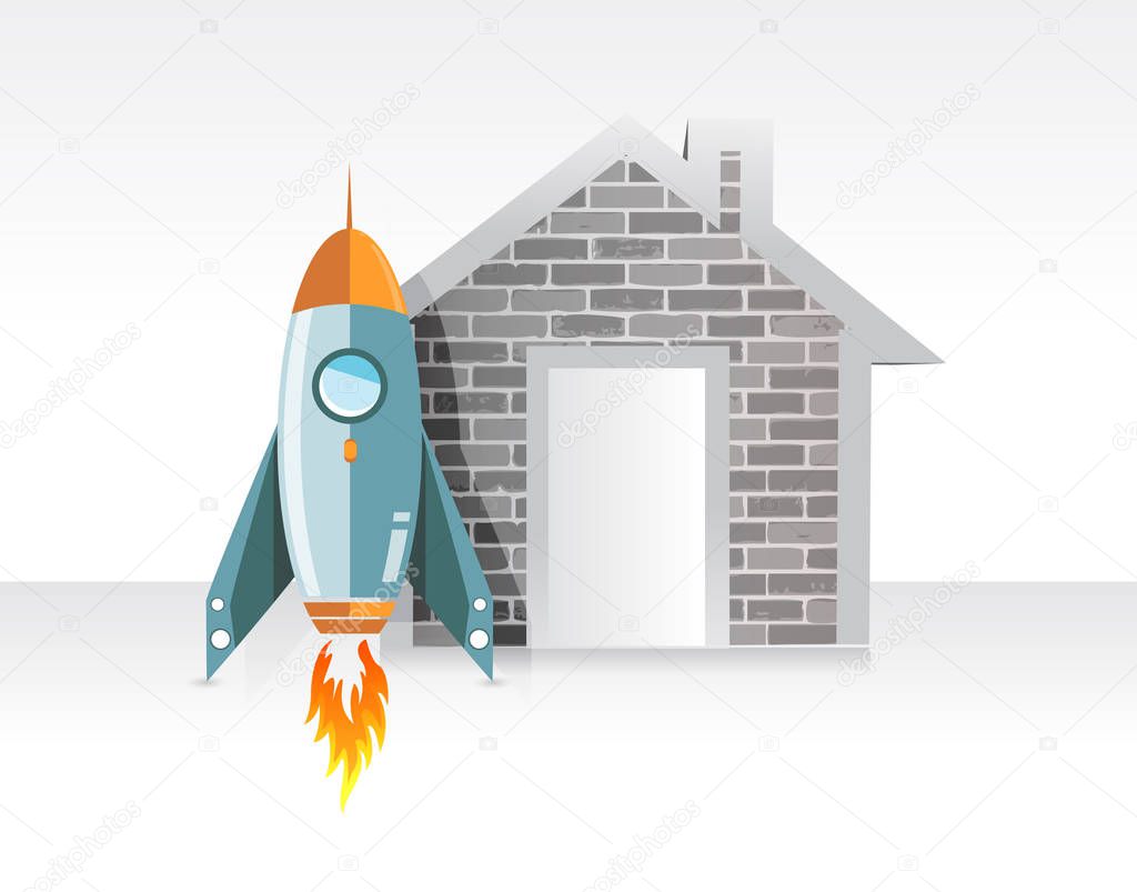 rocket real estate prices concept illustration