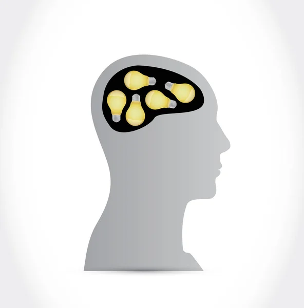 Fej és a magasság izzó ötlet agy koncepció — Stock Fotó